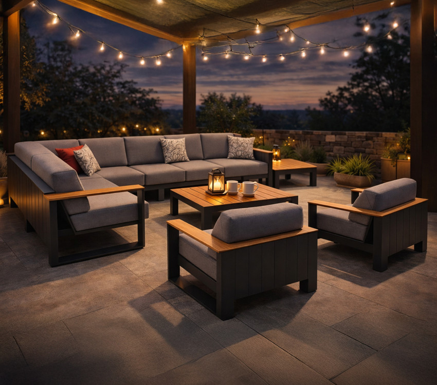 HIGOLD CAMBUSA 2062100 Grey 9-Seater Modular Corner Lounge Set